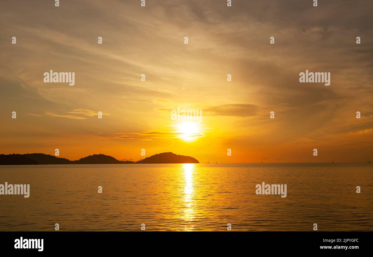 Landscape Long exposure of majestic clouds in the sky sunset or sunrise ...