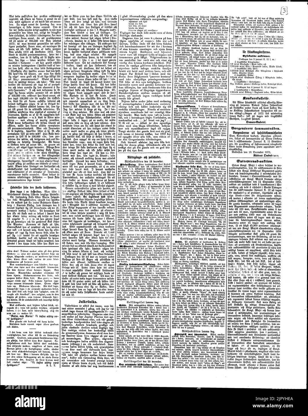 Tidning för Wenersborgs stad och län 1871-12-29 3 Stock Photo