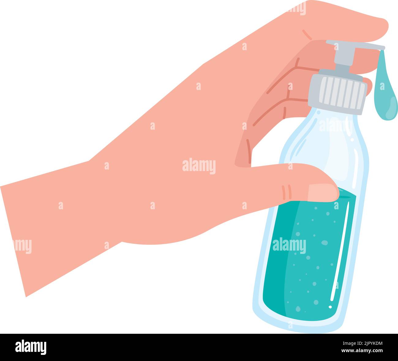 hand with antibacterial soap bottle Stock Vector Image & Art - Alamy