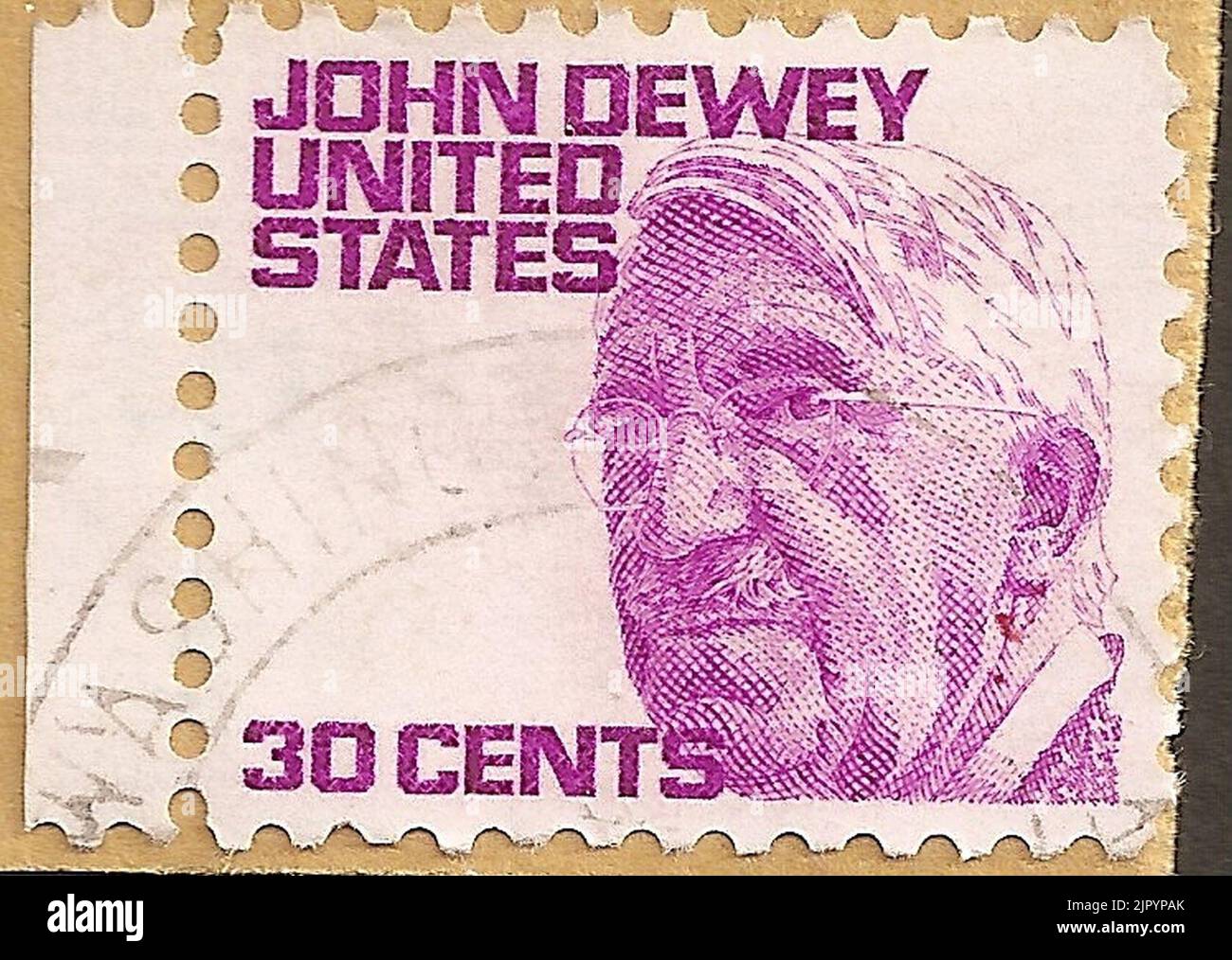 Timbre USA John Dewey oblW 21101968 Stock Photo
