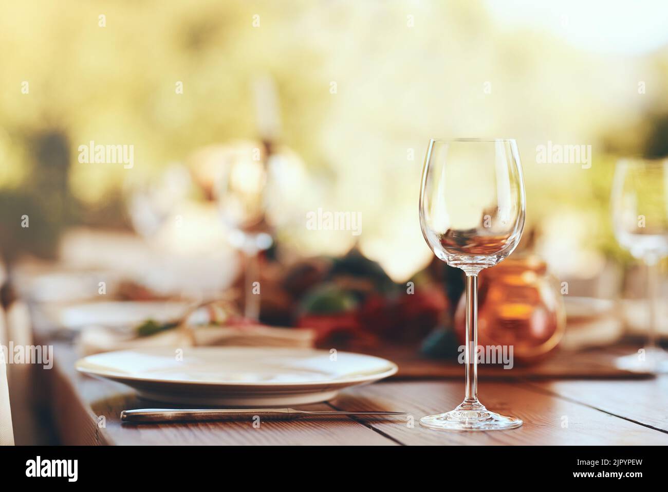 Its time to be merry. a nicely set diner table. Stock Photo