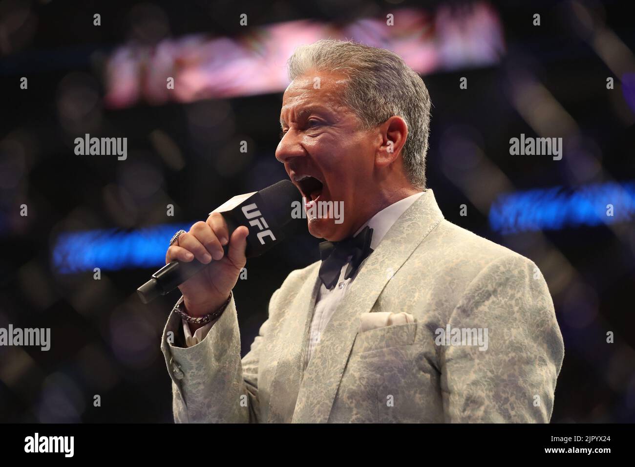 Salt Lake City, United States. 20th Aug, 2022. SALT LAKE CITY, UT - AUGUST 20: Bruce Buffer during the UFC 278 at the Vivint Arena on August 20, 2022 in Salt Lake City, Utah, United States. (Photo by Alejandro Salazar/PxImages) Credit: Px Images/Alamy Live News Stock Photo