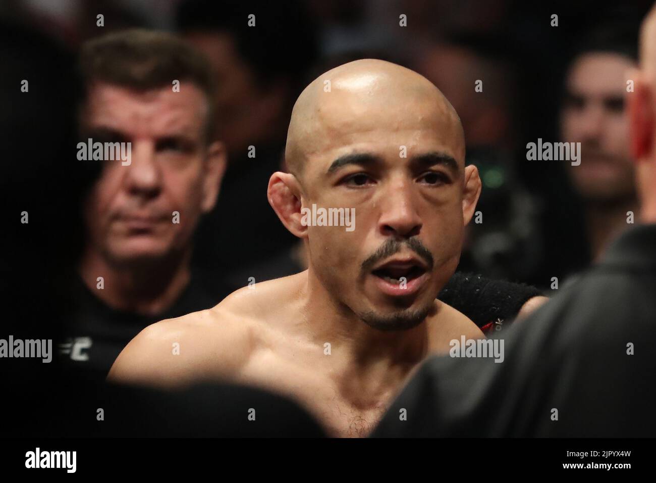 Salt Lake City, United States. 20th Aug, 2022. SALT LAKE CITY, UT - AUGUST 20: Jose Aldo prepares to fight Merab Dvalishvili in their Bantamweight bout during the UFC 278 at the Vivint Arena on August 20, 2022 in Salt Lake City, Utah, United States. (Photo by Alejandro Salazar/PxImages) Credit: Px Images/Alamy Live News Stock Photo