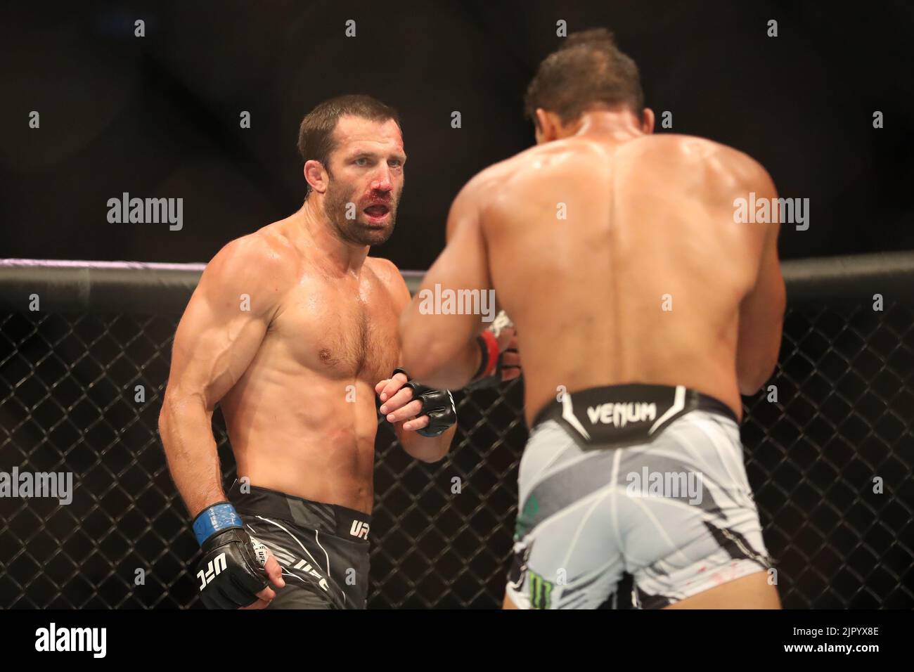 Salt Lake City, United States. 20th Aug, 2022. SALT LAKE CITY, UT - AUGUST 20: (L-R) Luke Rockhold battles Paulo Costa in their Middleweight bout during the UFC 278 at the Vivint Arena on August 20, 2022 in Salt Lake City, Utah, United States. (Photo by Alejandro Salazar/PxImages) Credit: Px Images/Alamy Live News Stock Photo