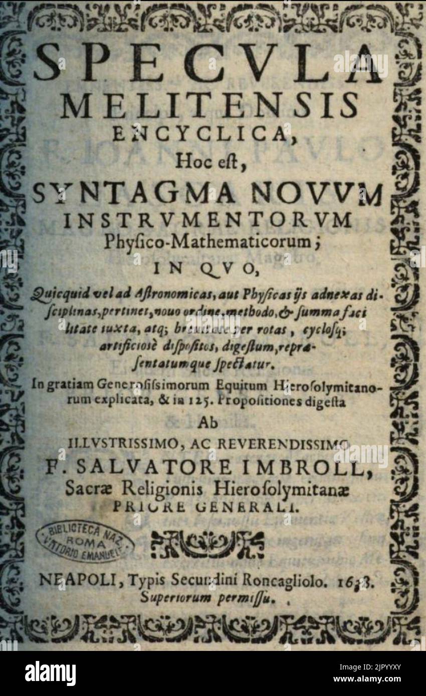 Title page of “Specula Melitensis Encyclica” Stock Photo Alamy