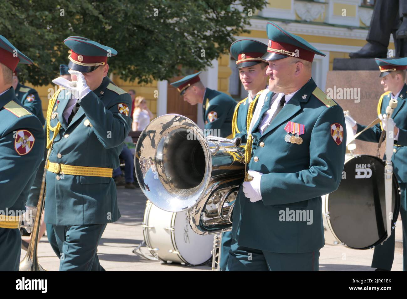 Nizhny Novgorod, Russia, st. Bolshaya Pokrovskaya, 08.20.2022. Brass Band Festival. City Day celebration. Lots of people on the Stock Photo