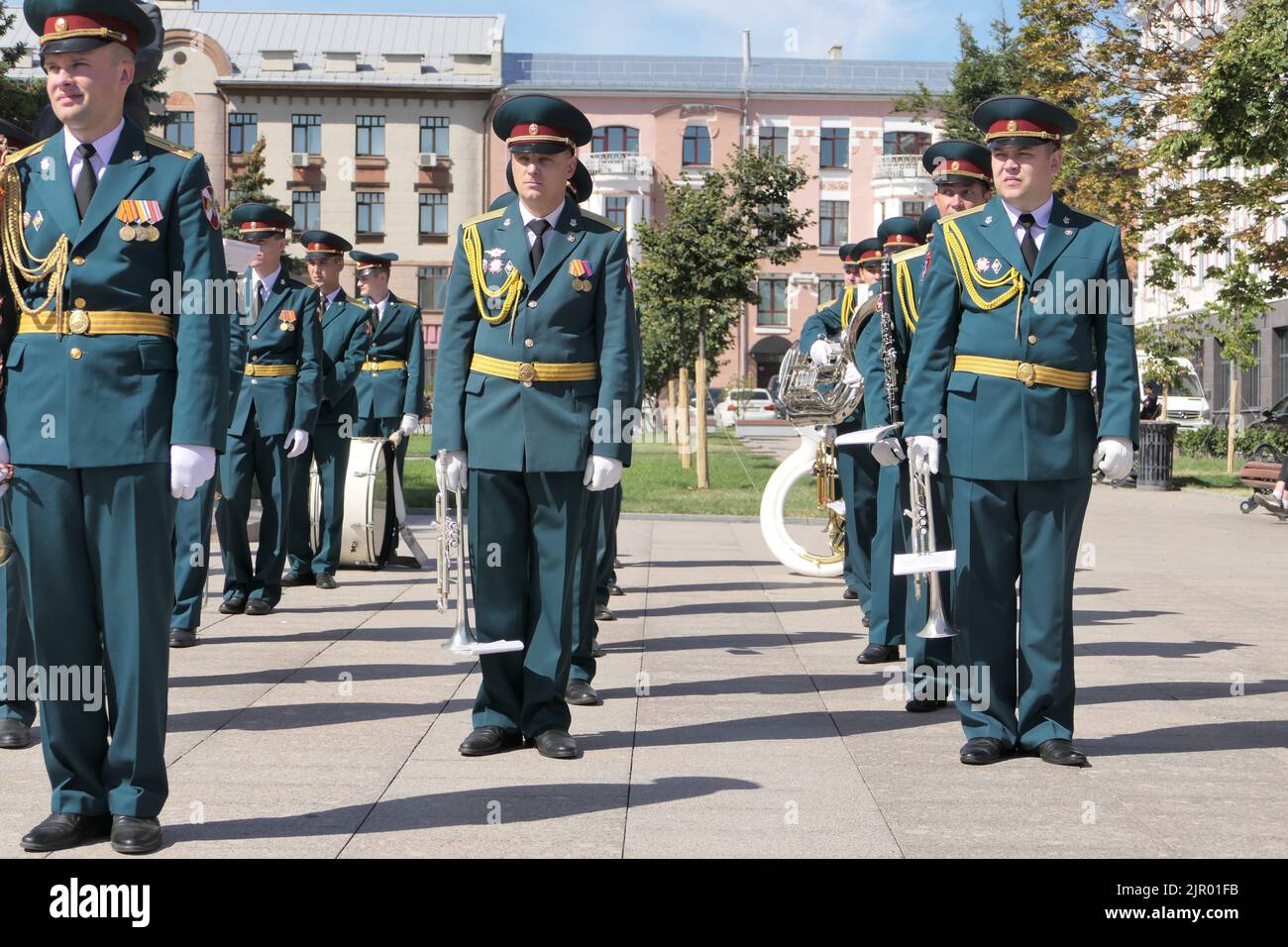 Nizhny Novgorod, Russia, st. Bolshaya Pokrovskaya, 08.20.2022. Brass Band Festival. City Day celebration. Lots of people on the Stock Photo