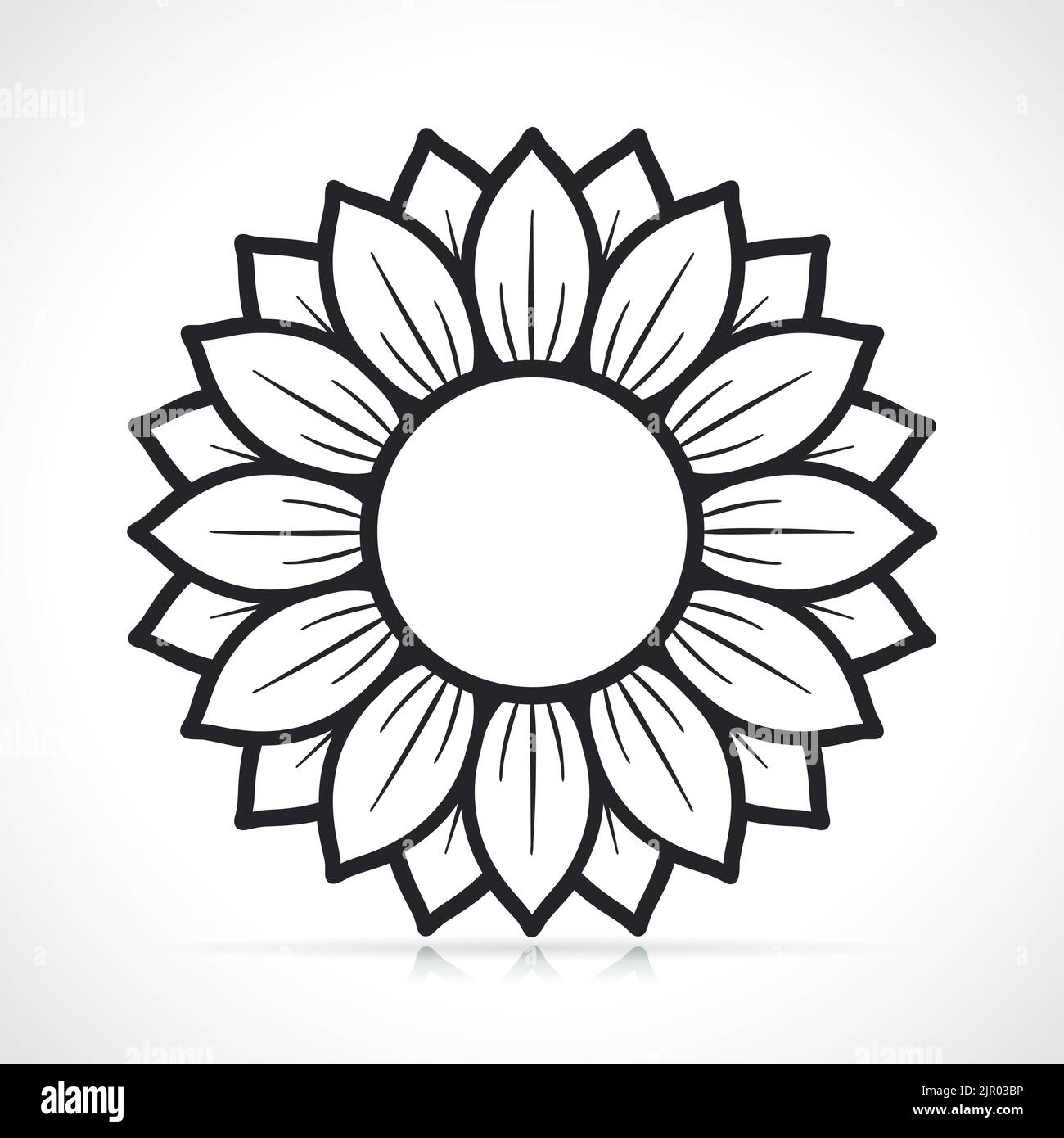 sunflower black and white illustration isolated design Stock Vector