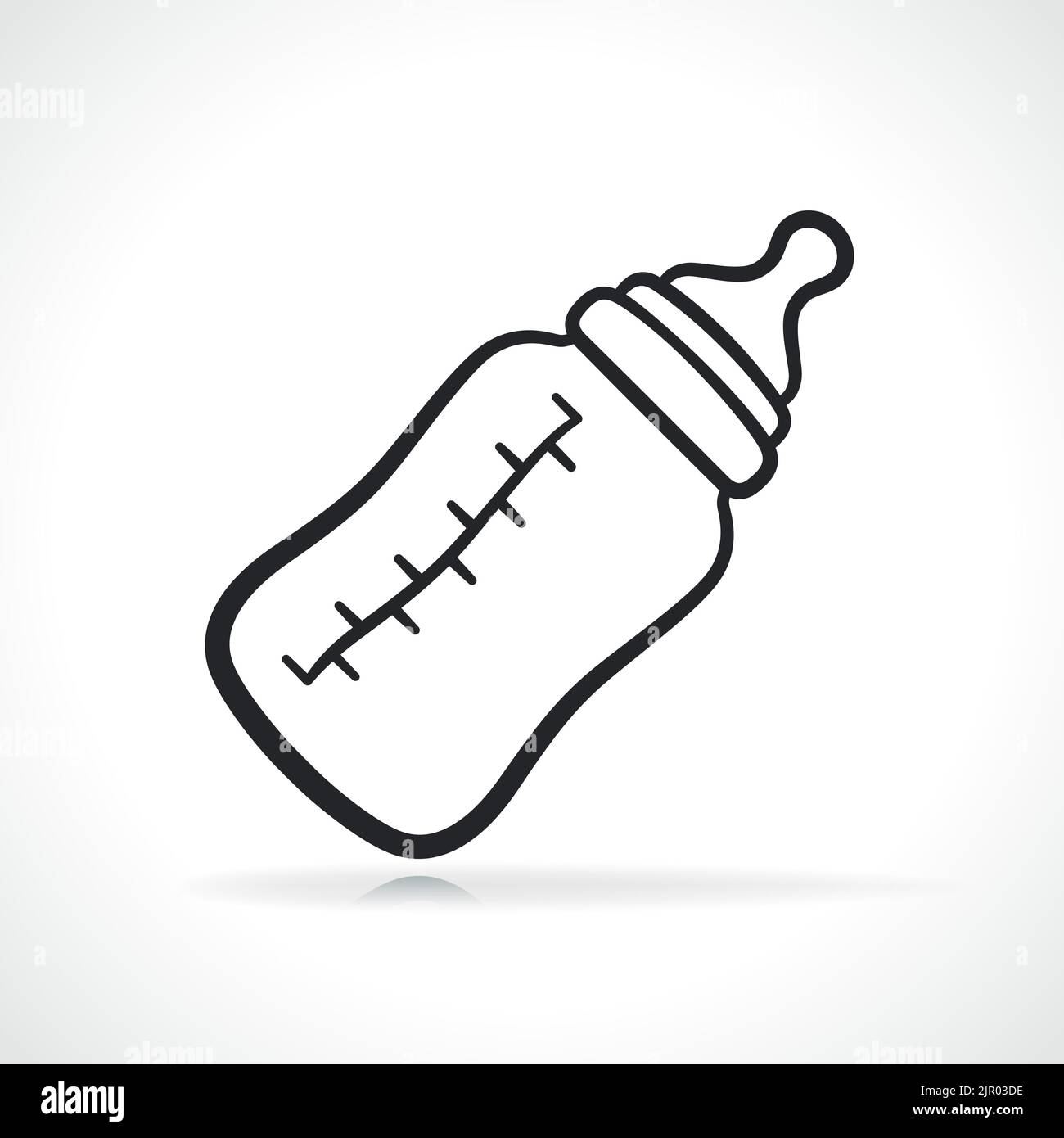 baby bottle black and white illustration isolated Stock Vector