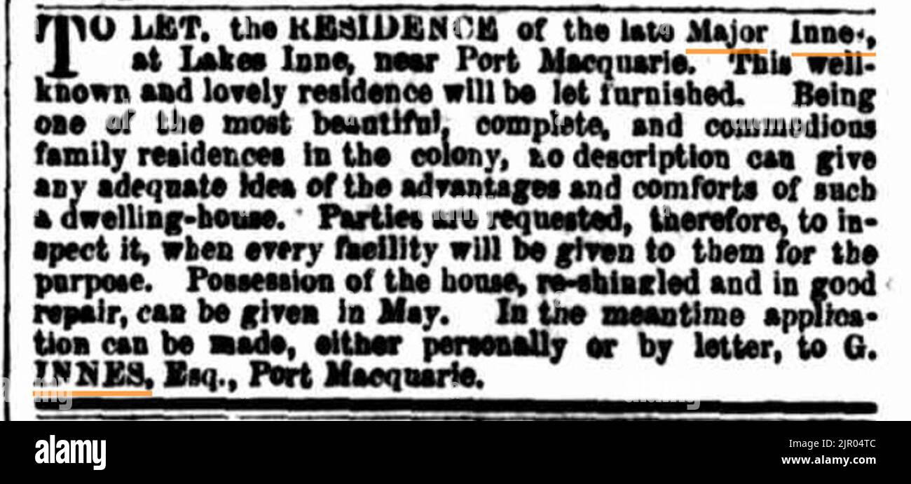 To Let Notice To Let Notice for Lake Innes House 1860 Stock Photo - Alamy