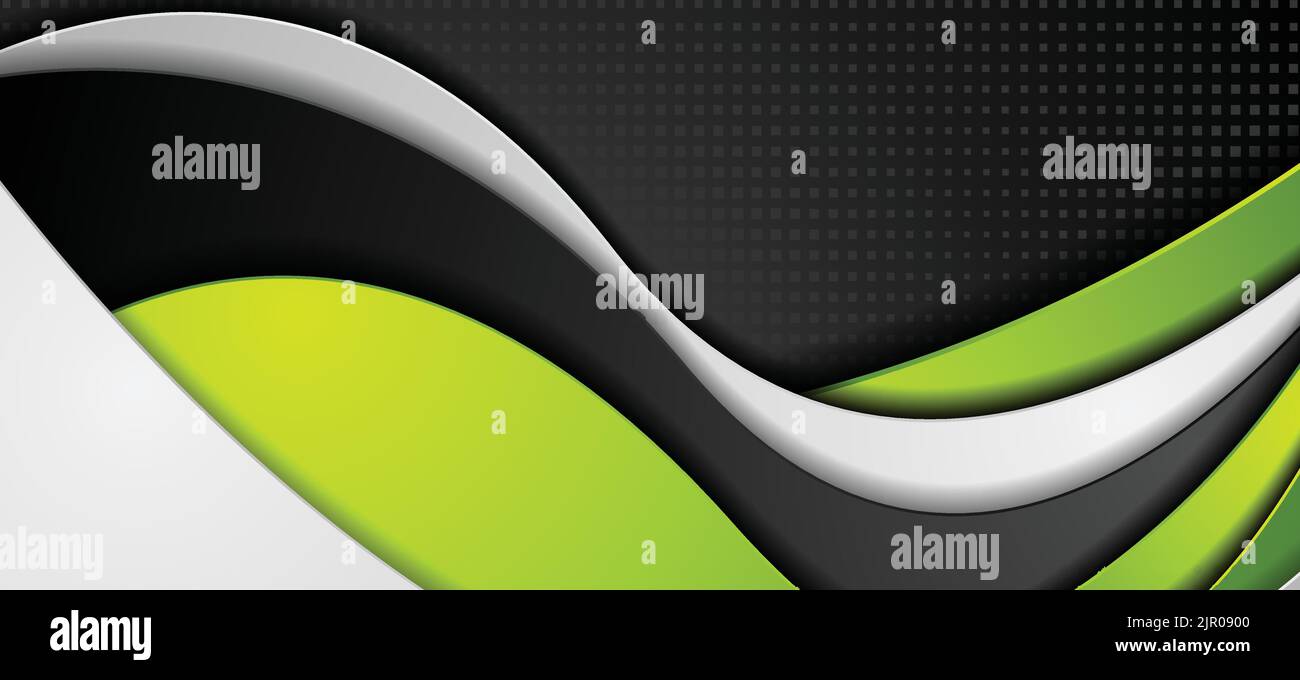 Green, black and grey abstract wavy corporate banner design. Vector ...