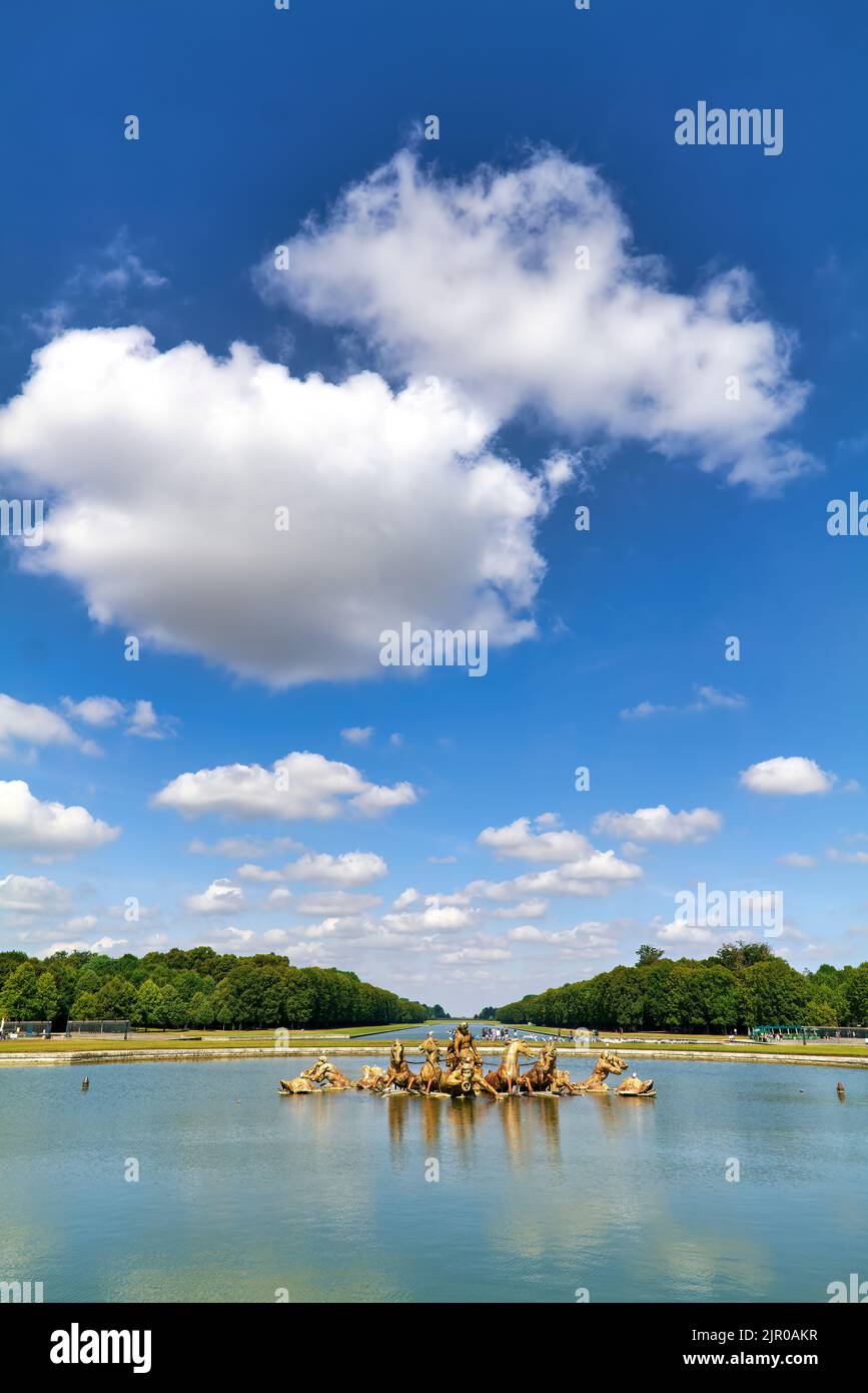 The Palace of Versailles. Paris France. The Gardens. Apollo's Fountain Stock Photo