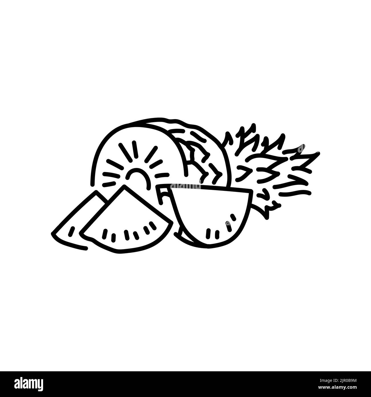 Pineapple and slices color line icon. Tropical fruit Stock Vector Image