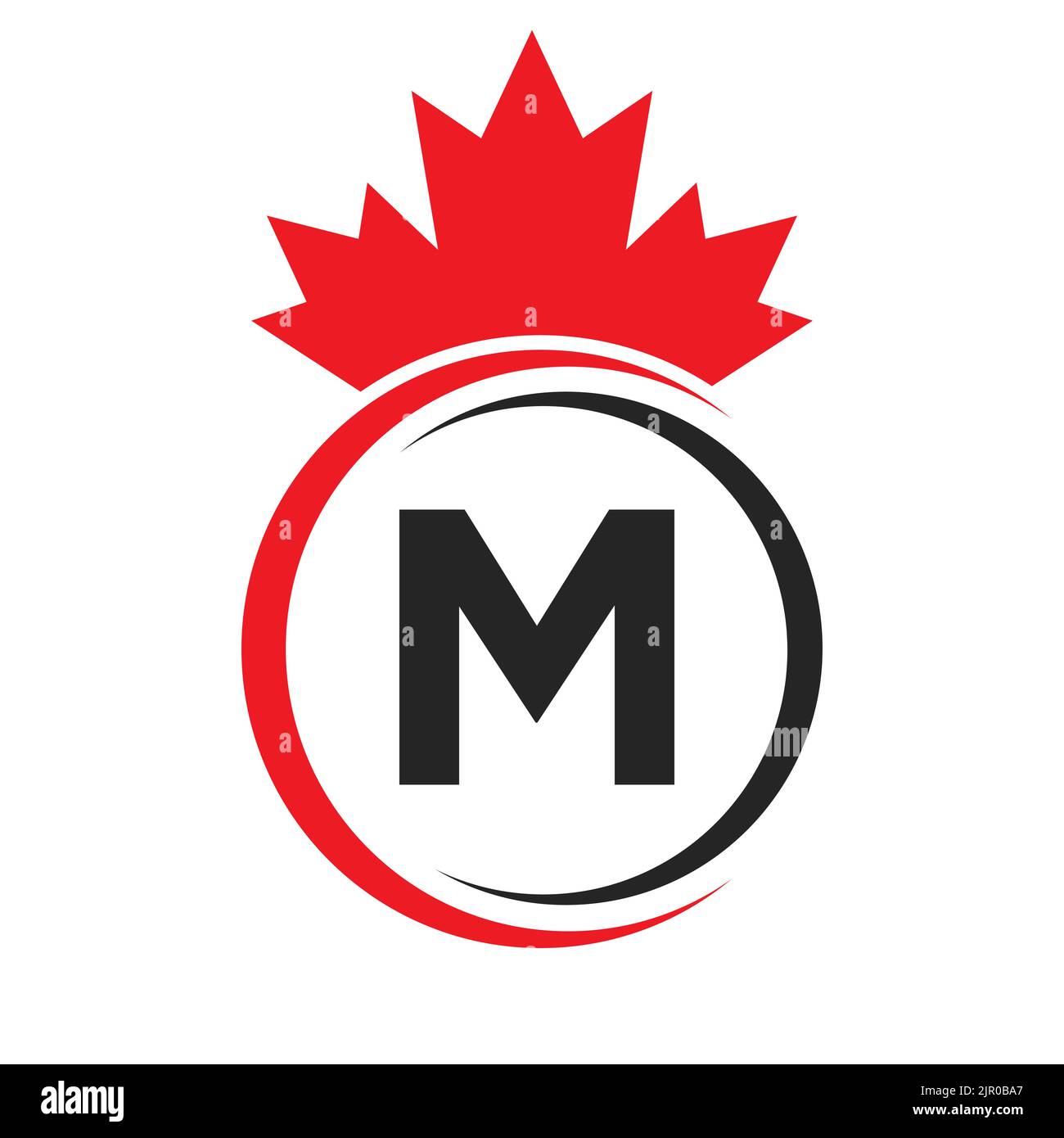 Letter M Maple Leaf Logo Template Symbol of Canada. Minimal Canadian Business, Company Logo Concept With M Alphabet Vector Stock Vector