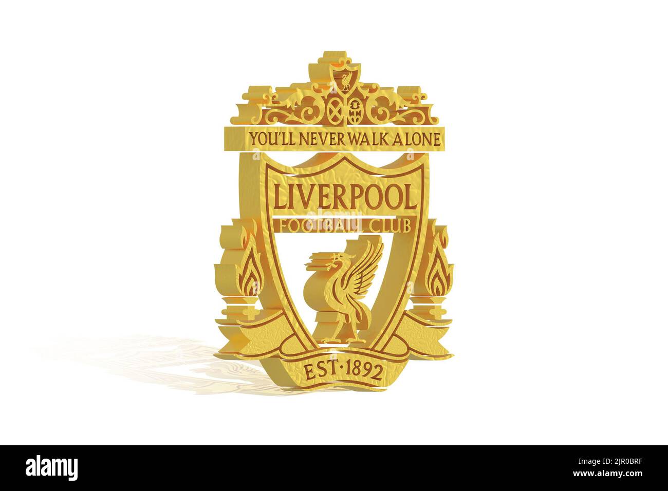 Liverpool, England - 13 June, 2022 Liverpool logo 3D rendering isolated on white background with clipping path. 3d illustration Stock Photo