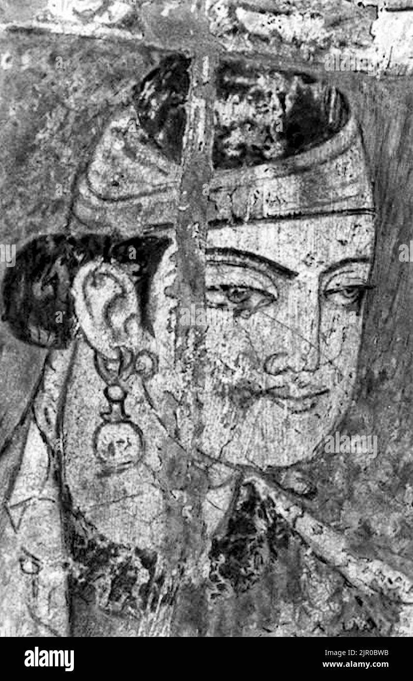 Tokharistan Buddhist mural, 6th century CE Stock Photo