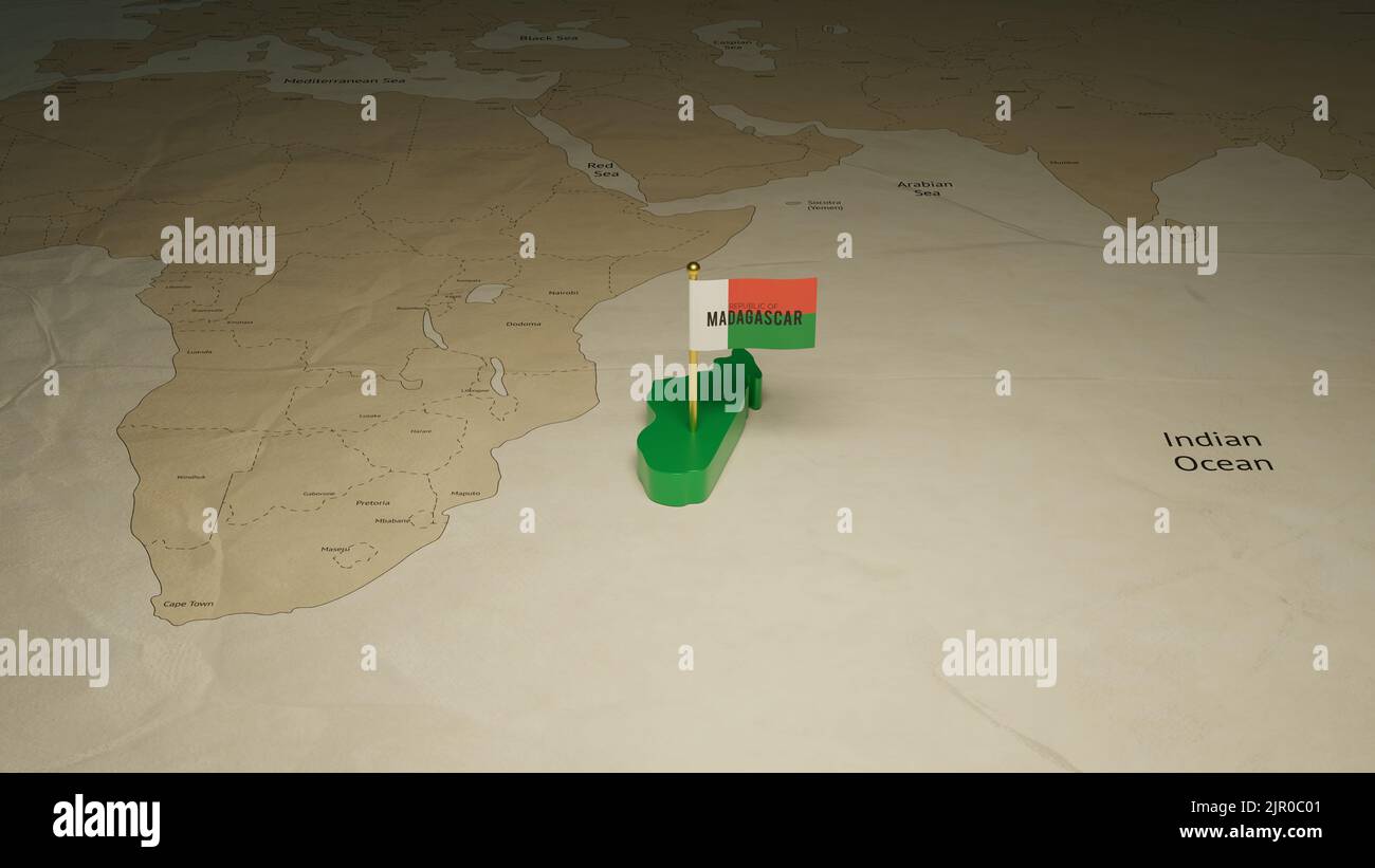 Colorful 3D map of Madagascar and freedom day post template