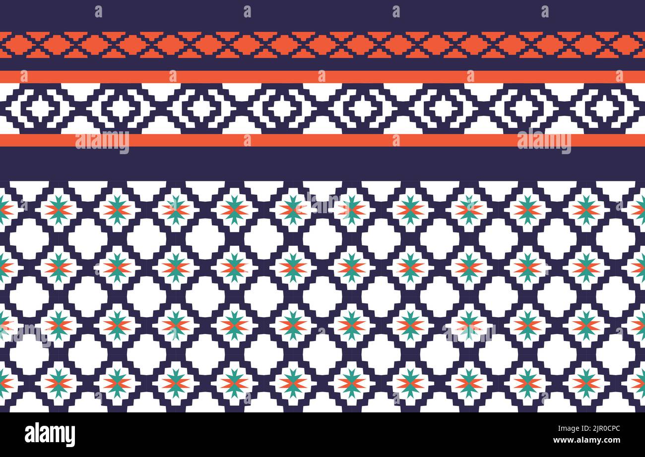 Geometric ethnic oriental seamless pattern traditional graphic design for decorating, wallpaper, fabric background, carpet, clothing, wrapping, fabric Stock Vector