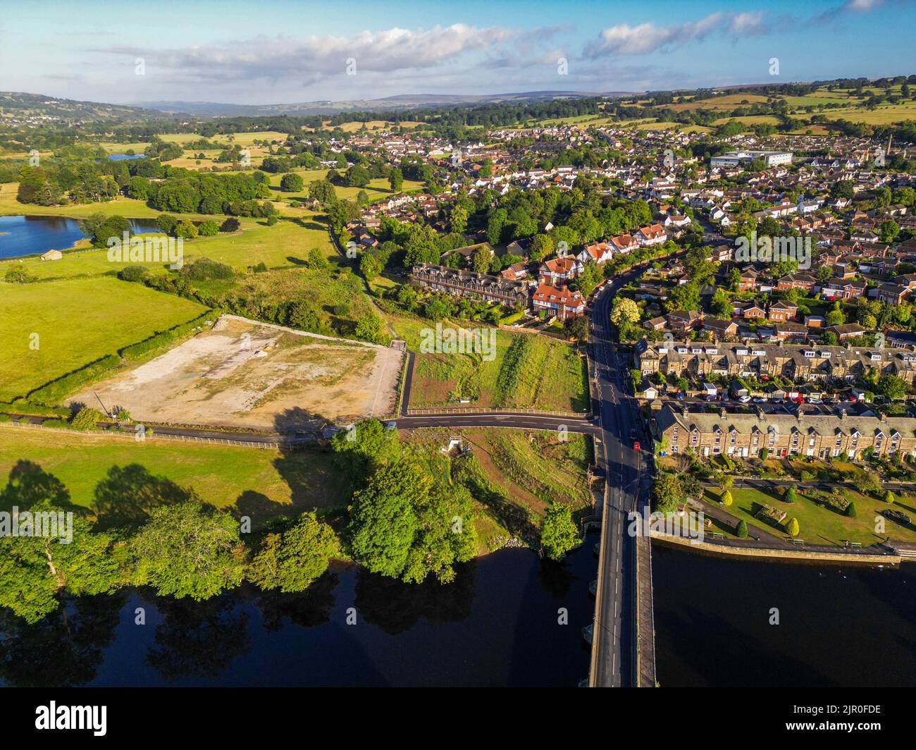 Aerial view of Otley town centre. A market town in West Yorkshire