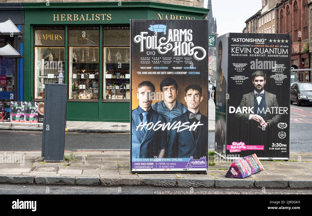Posters advertising events at the Edinburgh Fringe Festival, Edinburgh