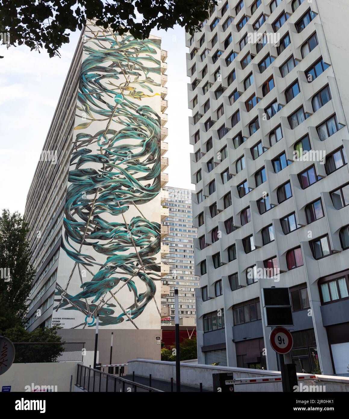 Paris, France - 14, July: View of the giant murales painted by the ...