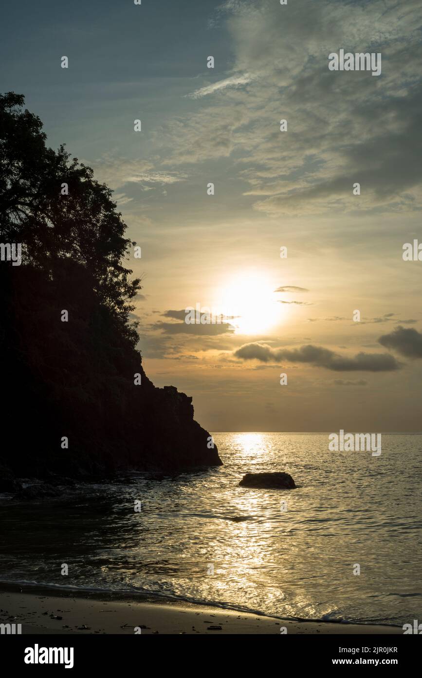 Tropical beach sunset, Las Perlas archipelago, Panama - stock photo Stock Photo