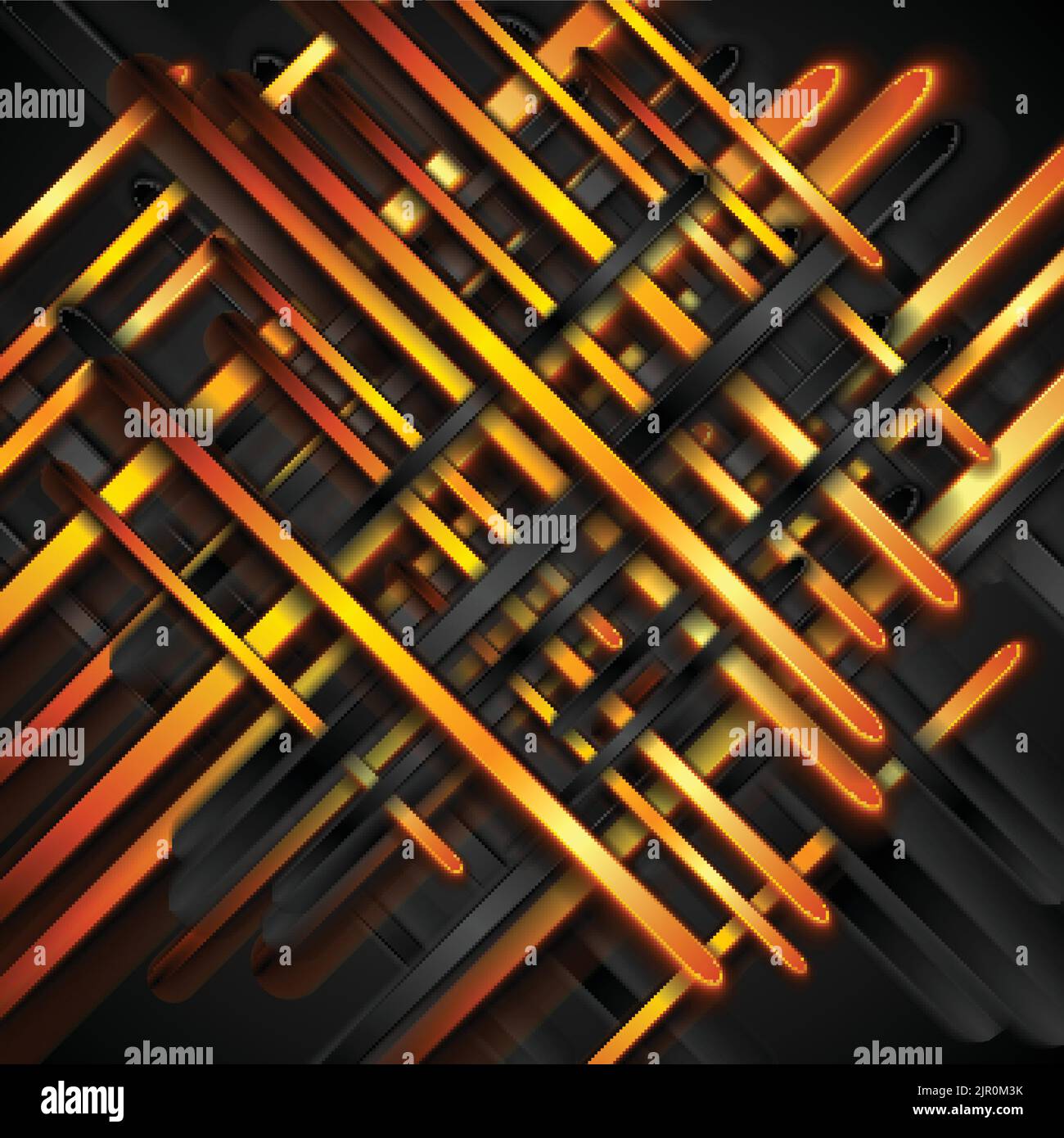 Orange and black glossy stripes abstract technology background ...