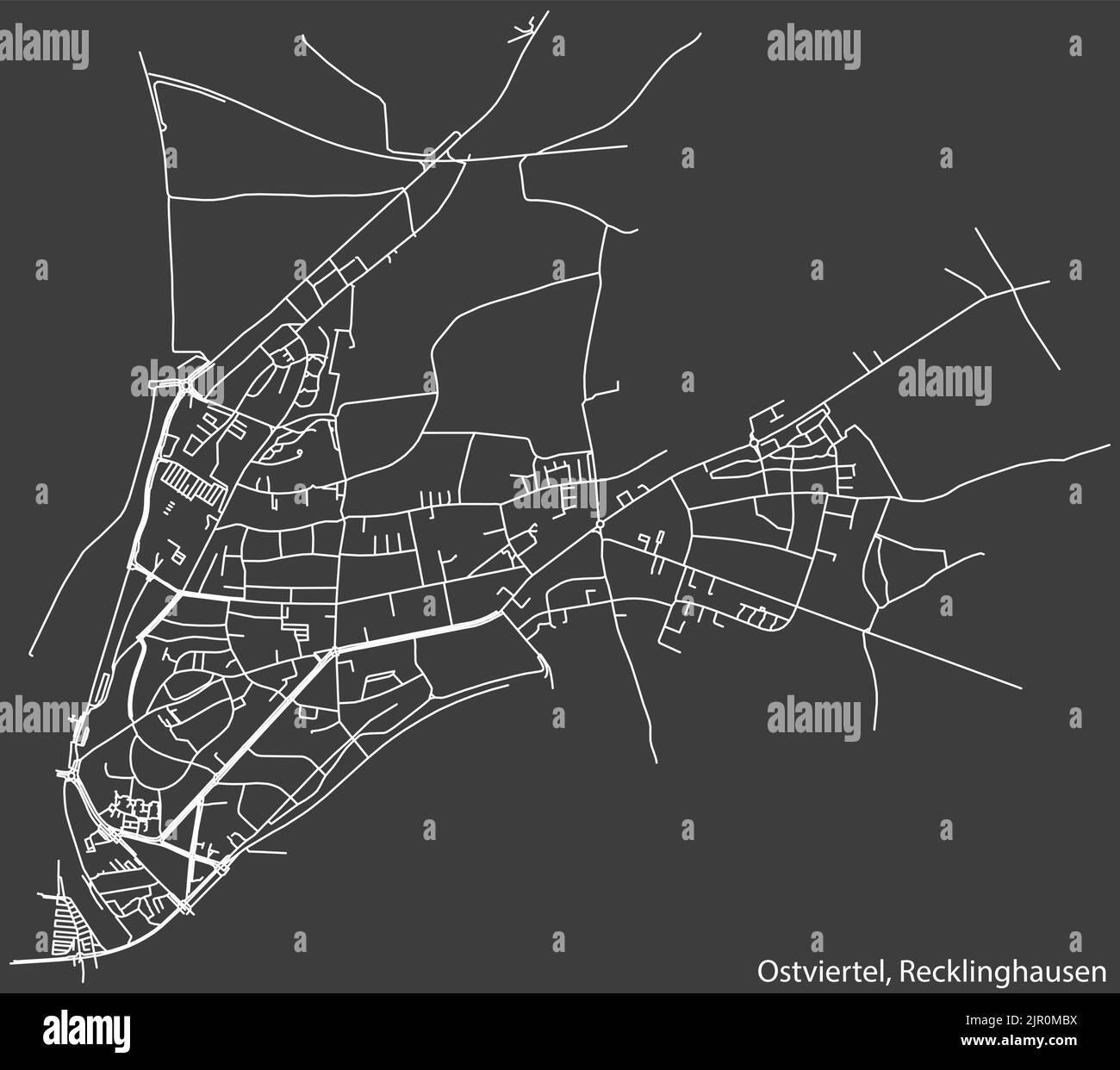 Street roads map of the OSTVIERTEL DISTRICT, RECKLINGHAUSEN Stock