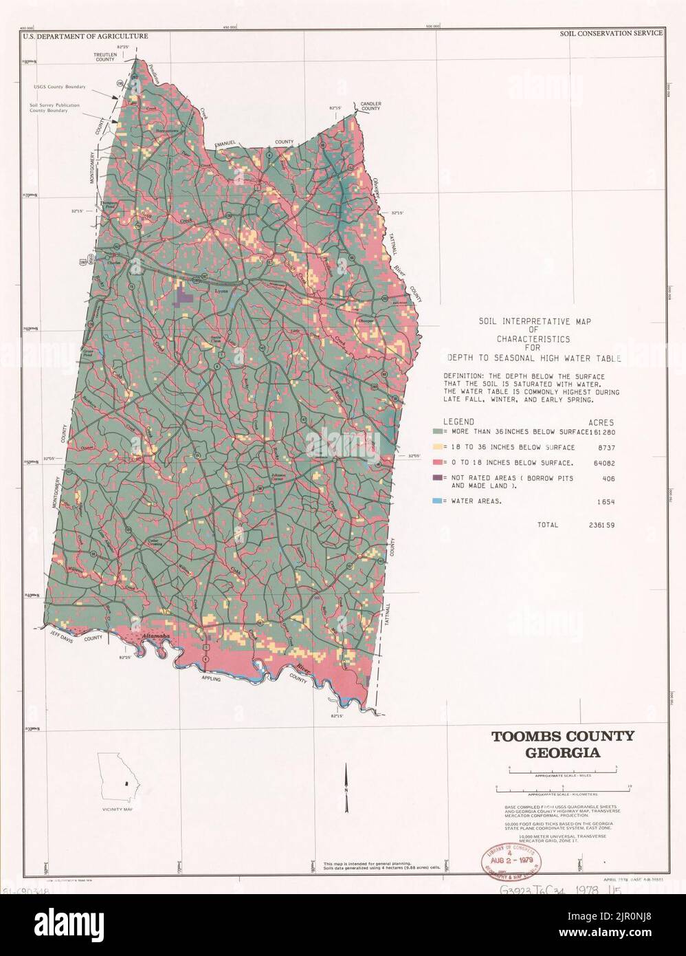 Toombs County, soil interpretive map of characteristics for