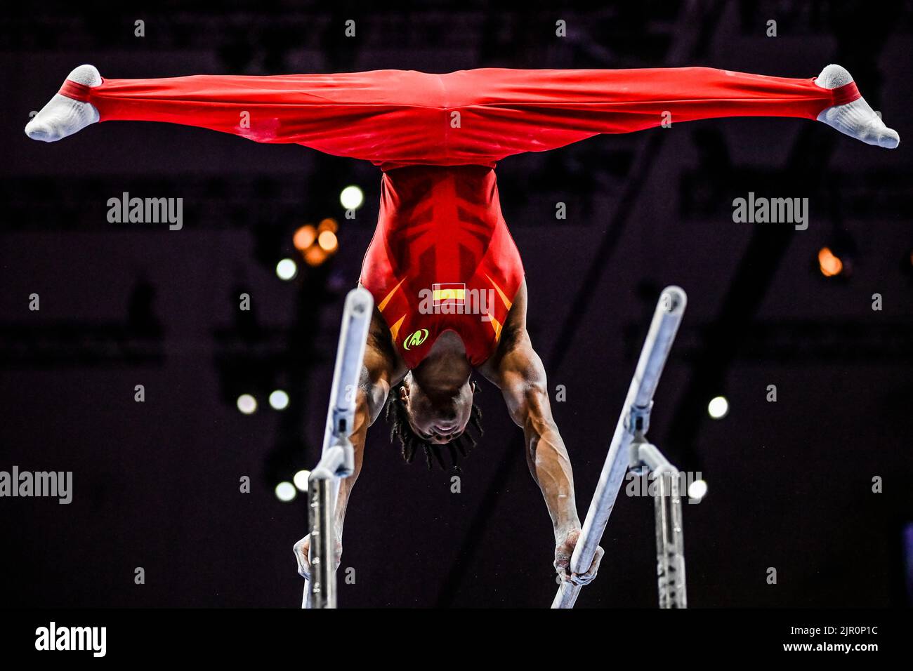 Spain, parallel bar rotation. European Championships Munich 2022: Artistic Gymnastics, Men's finals Stock Photo