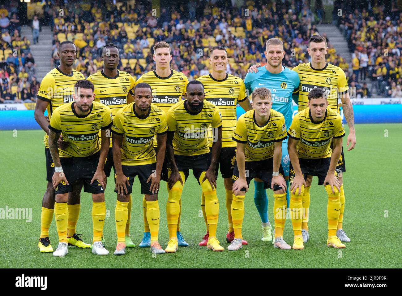 Bern, Switzerland. 18th, August 2022. The starting-11 of Young Boys for the UEFA Europa Conference League qualification match between Young Boys and Anderlecht at Stade de Suisse Wankdorf in Bern. (Photo credit: Gonzales Photo - Tilman Jentzsch). Stock Photo