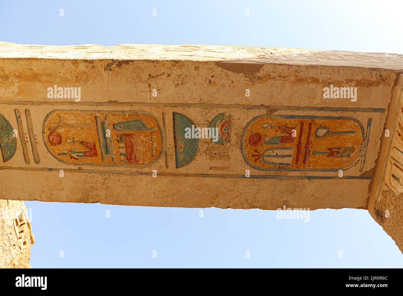 well-preserved colorful reliefs at the mortuary temple of Ramses III ...