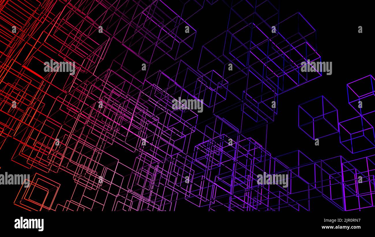 3d data abstract background. Technology digital blue grid lines on ...
