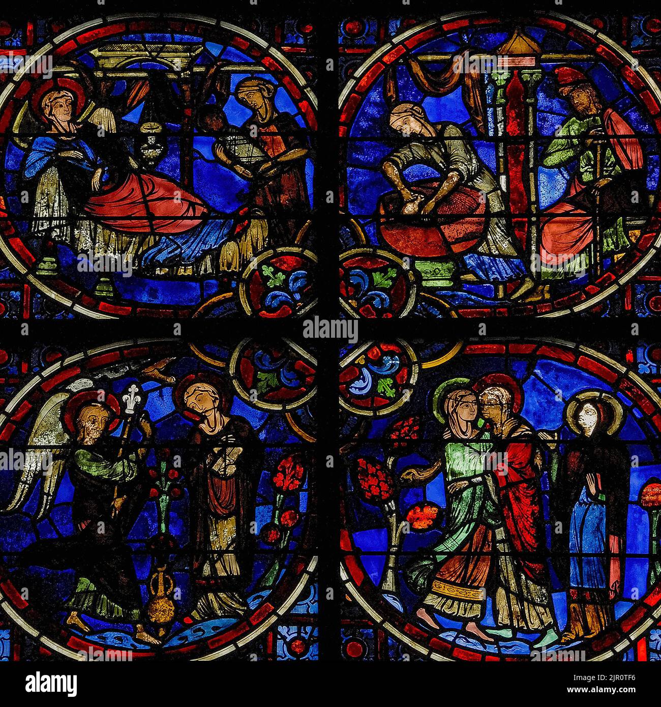 Stained Glass Panel with the Visitation, German