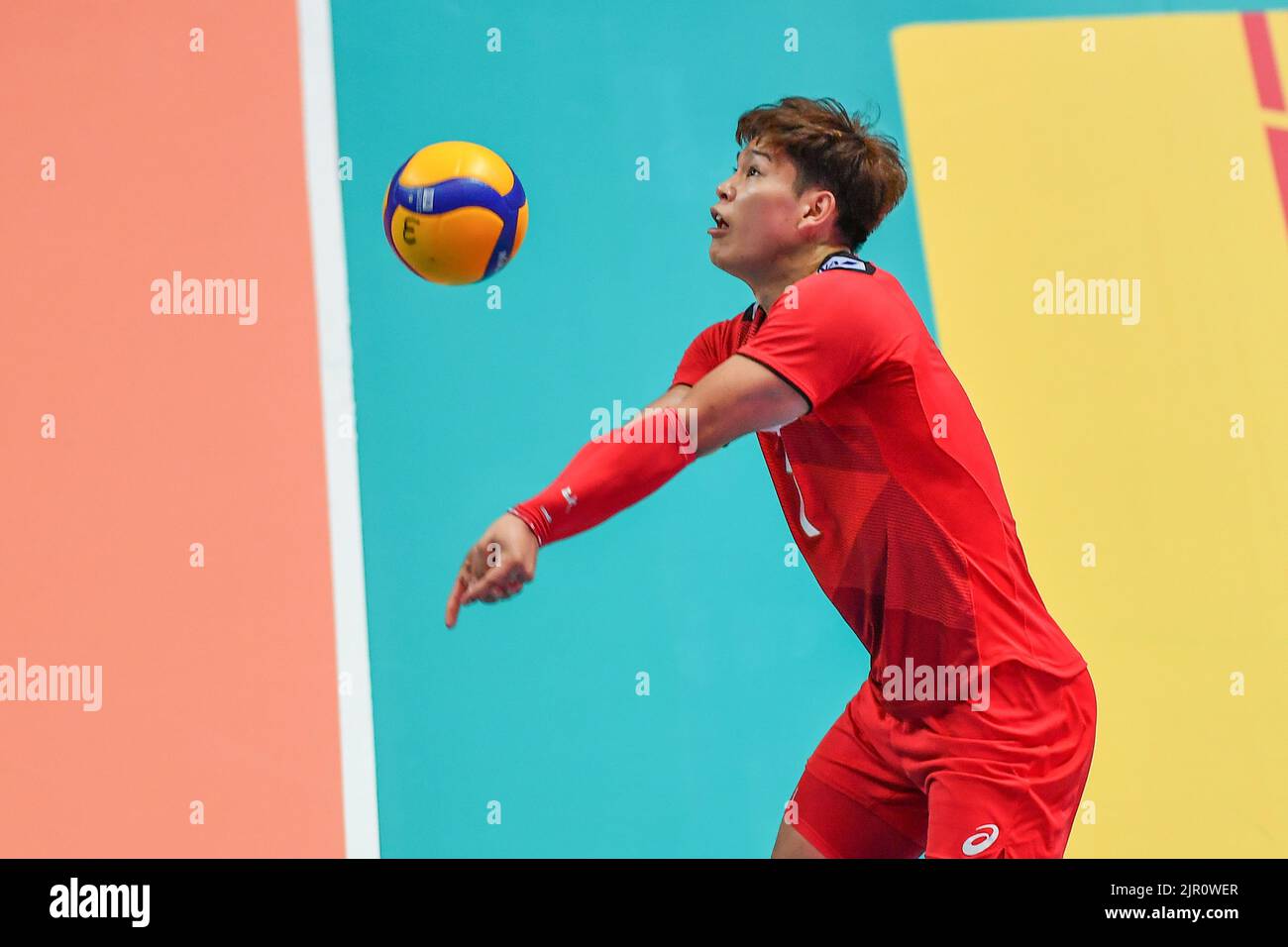 Nishida Yuji (Japan)  during  DHL Test Match Tournament - Italy vs Japan, Volleyball Intenationals in Cuneo, Italy, August 20 2022 Stock Photo