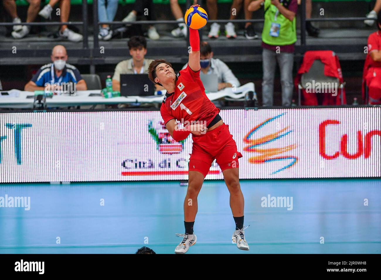 Cuneo, Italy. 20th Aug, 2022. Nishida Yuji (Japan) during DHL Test Match Tournament - Italy vs Japan, Volleyball Intenationals in Cuneo, Italy, August 20 2022 Credit: Independent Photo Agency/Alamy Live News Stock Photo
