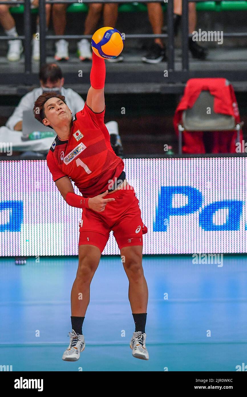 Cuneo, Cuneo, Italy, August 20, 2022, Nishida Yuji (Japan)  during  DHL Test Match Tournament - Italy vs Japan - Volleyball Intenationals Stock Photo