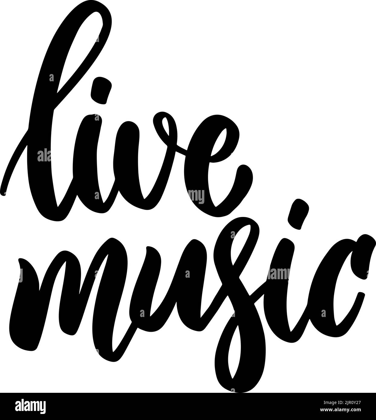 Live music. Lettering phrase isolated on white background. Design