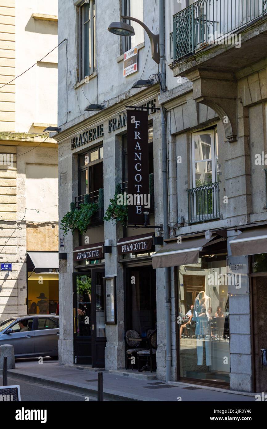 The historical buildings in downtown Lyon, France Stock Photo