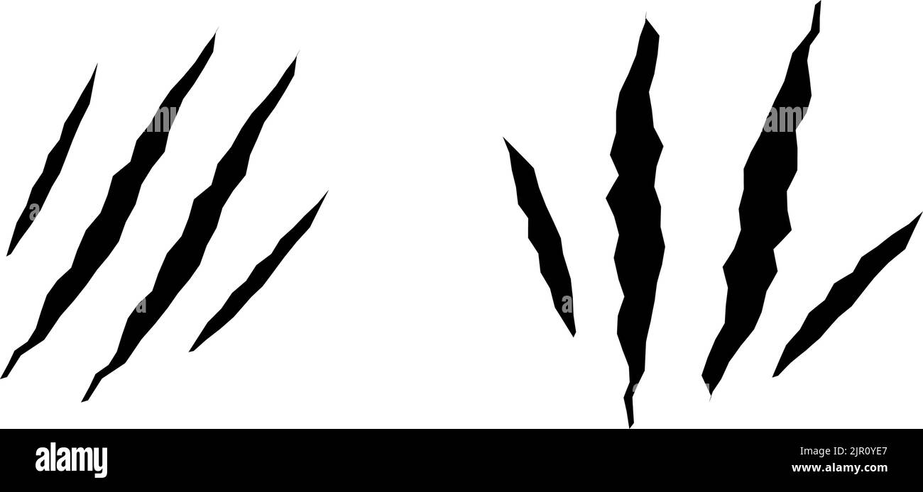 Cat scratches set. Black claws animal scratch, Torn paper. Cat claws