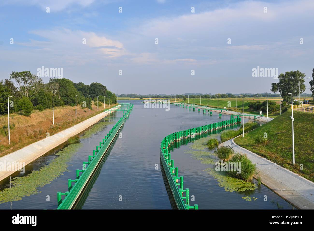 The canal of the historic sluice in Przegalina for ships sailing at ...