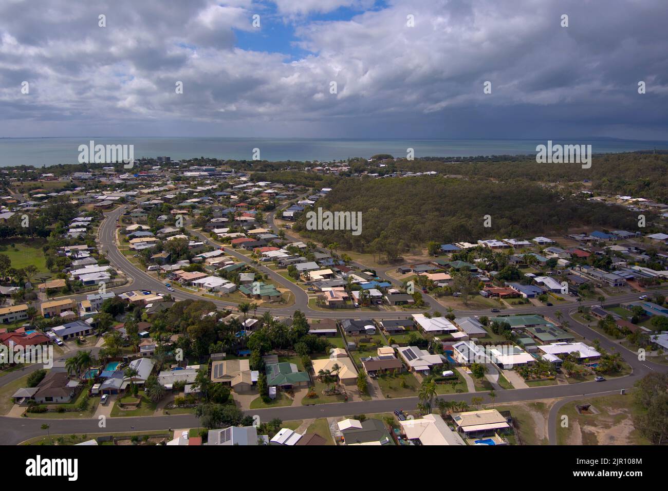 Aerial of Tannum Sands near Gladstone Queensland Australia Stock Photo