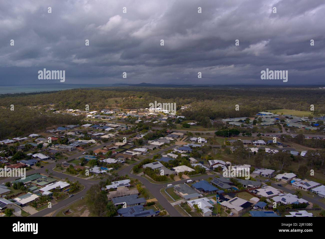 Aerial of Tannum Sands near Gladstone Queensland Australia Stock Photo