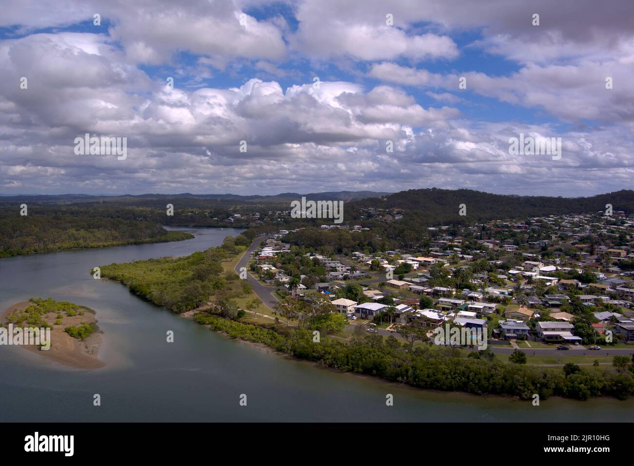 Aerial of Tannum Sands near Gladstone Queensland Australia Stock Photo