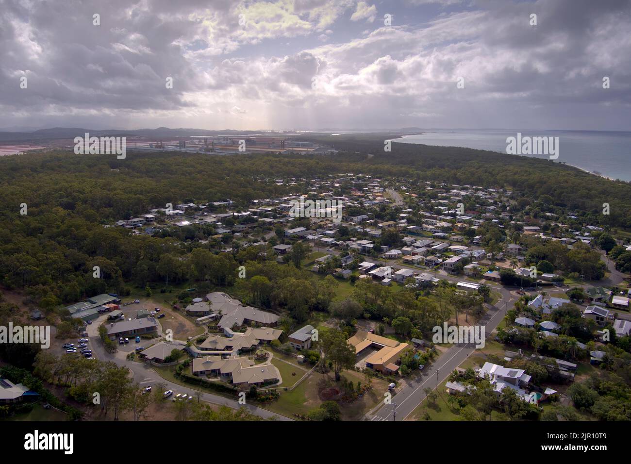 Aerial of Boyne Island near Gladstone Queensland Australia Stock Photo