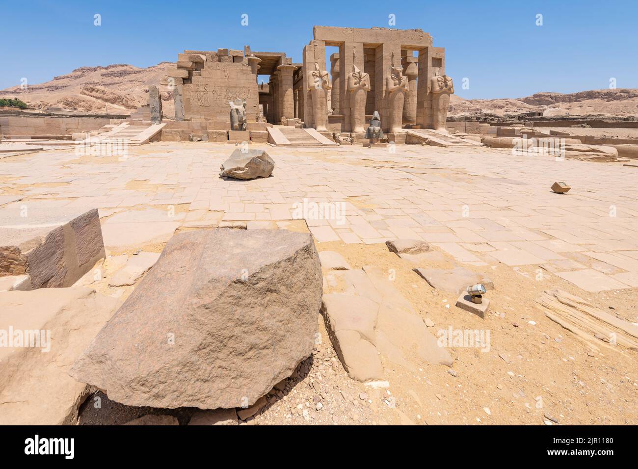 The ruins of the Ramesseum, on the West bank of Luxor, Egypt Stock Photo
