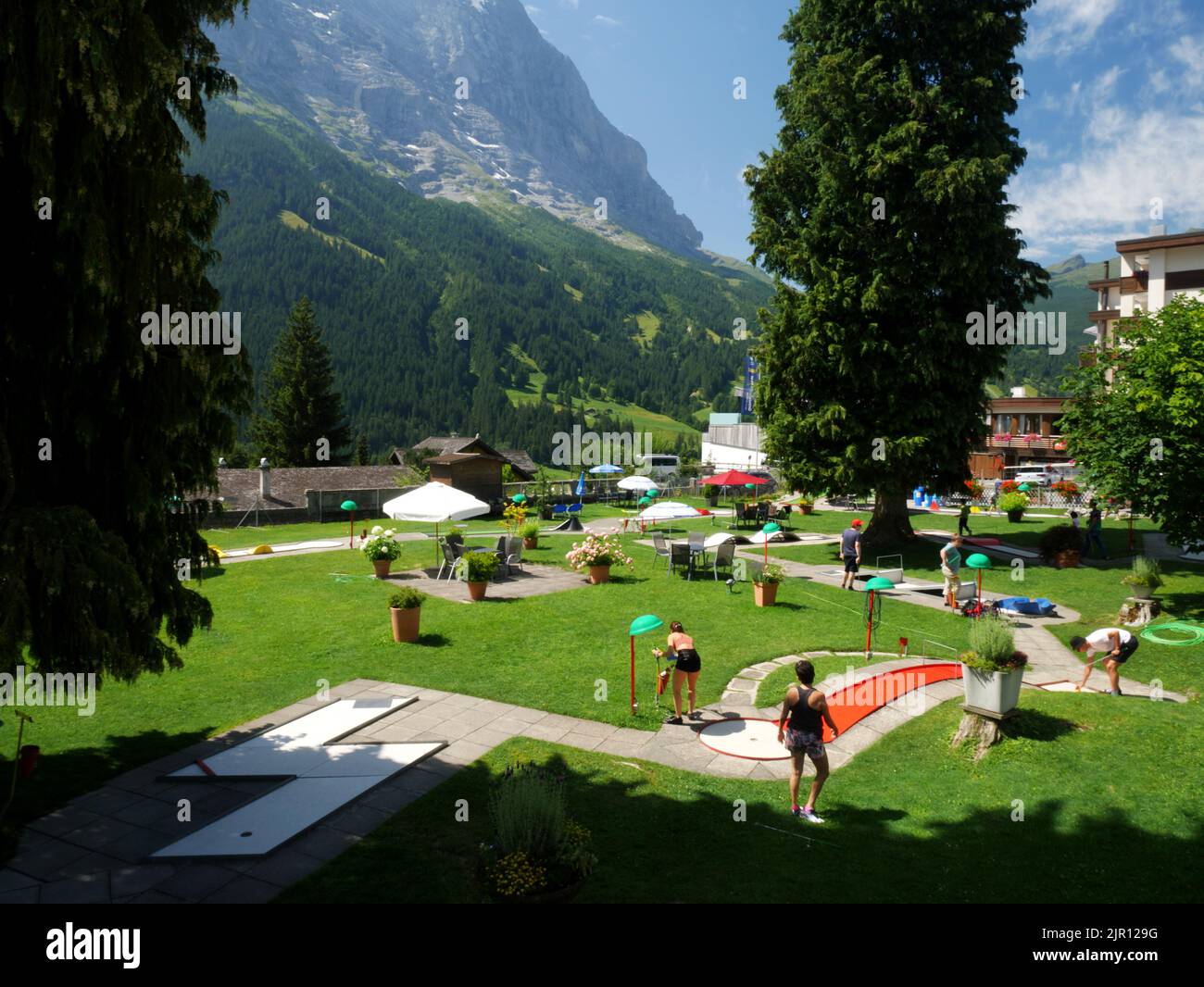 Mini-golf, Grindelwald, Bernese Oberland, Switzerland. Stock Photo