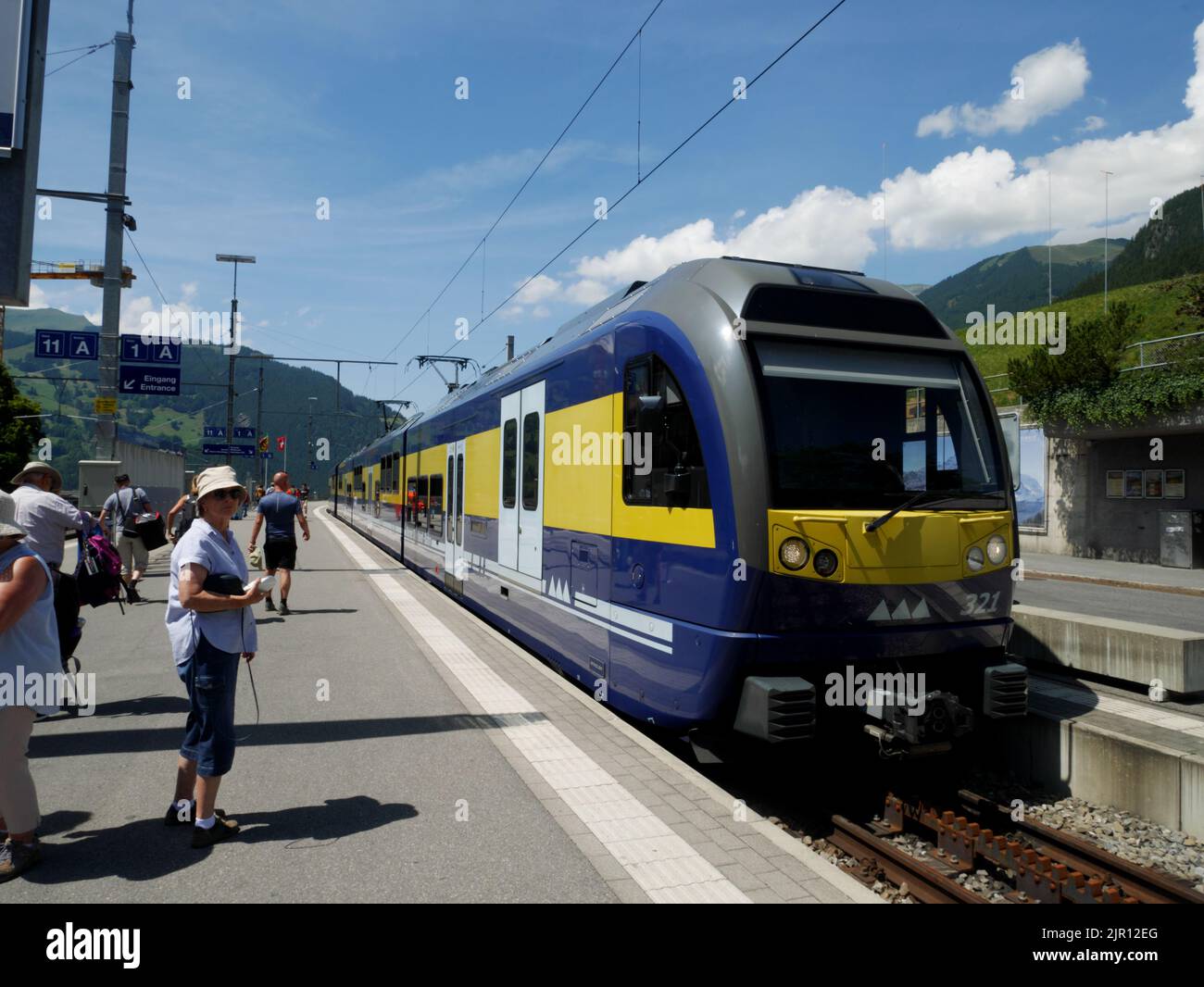 Bernese Oberland Bahn ABeh 4/8 three-part train, Grindelwald, Bernese ...