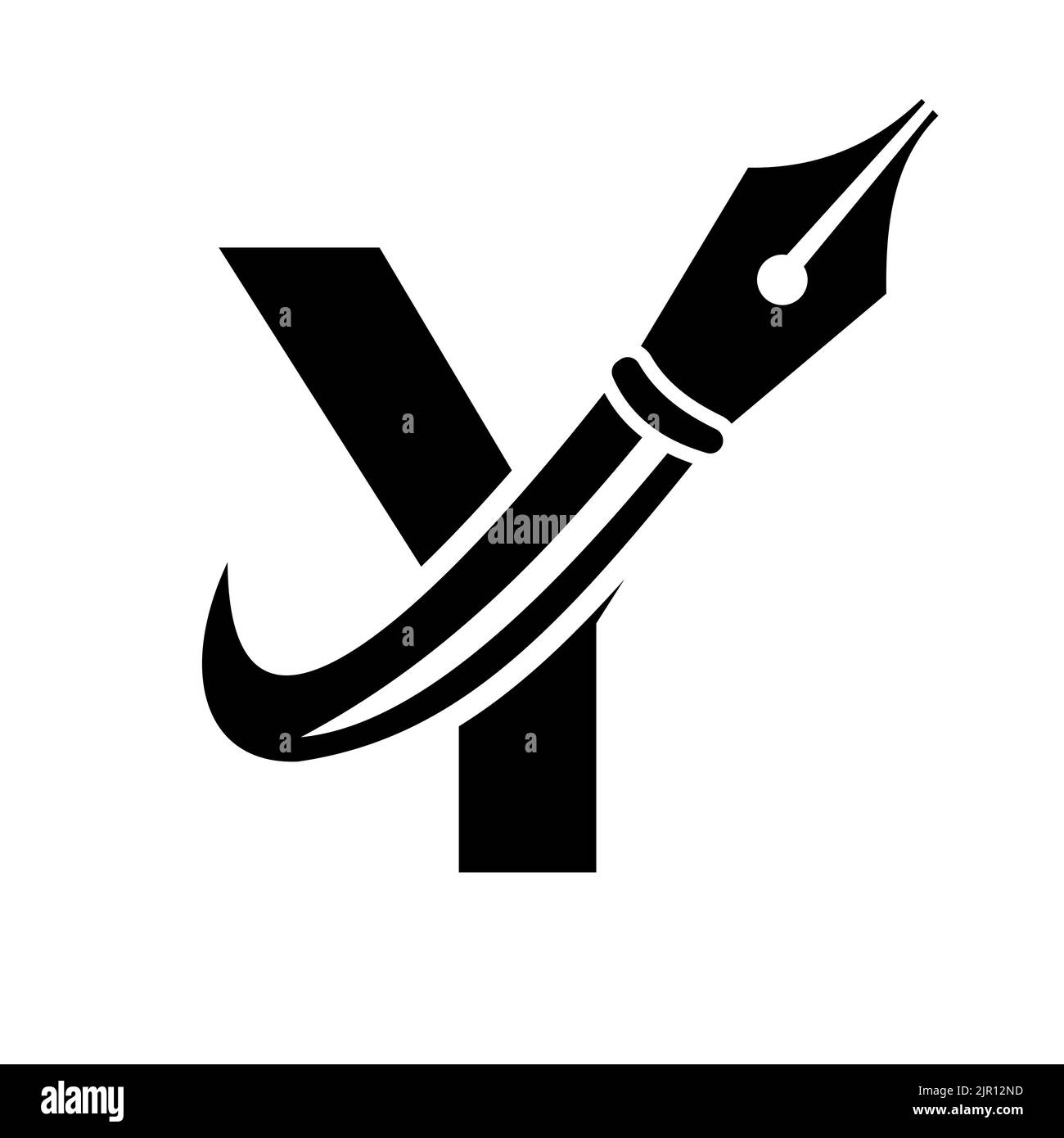 Education Logo on Letter Y Concept with Pen Nib Vector Template Stock Vector