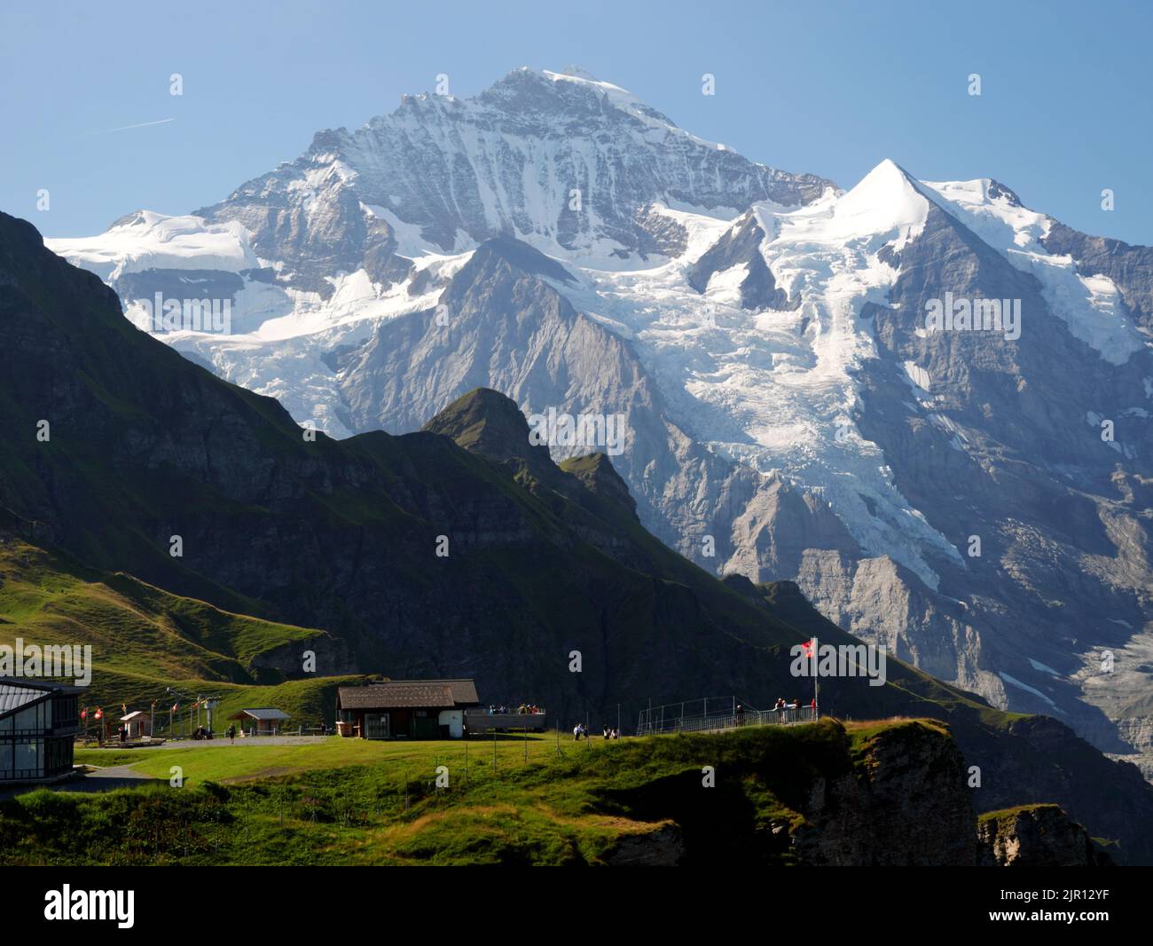 Mannlichen and the Jungfrau range, Wengen, Bernese Oberland, Switzerland. Stock Photo